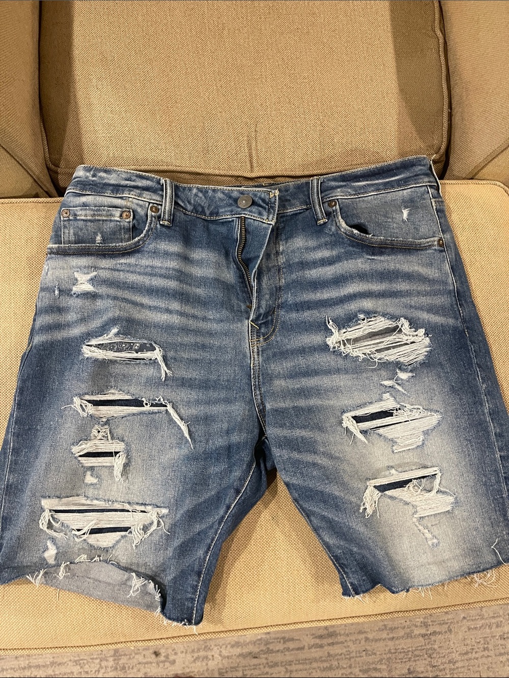 American Eagle Outfitters Distressed Blue Denim Shorts